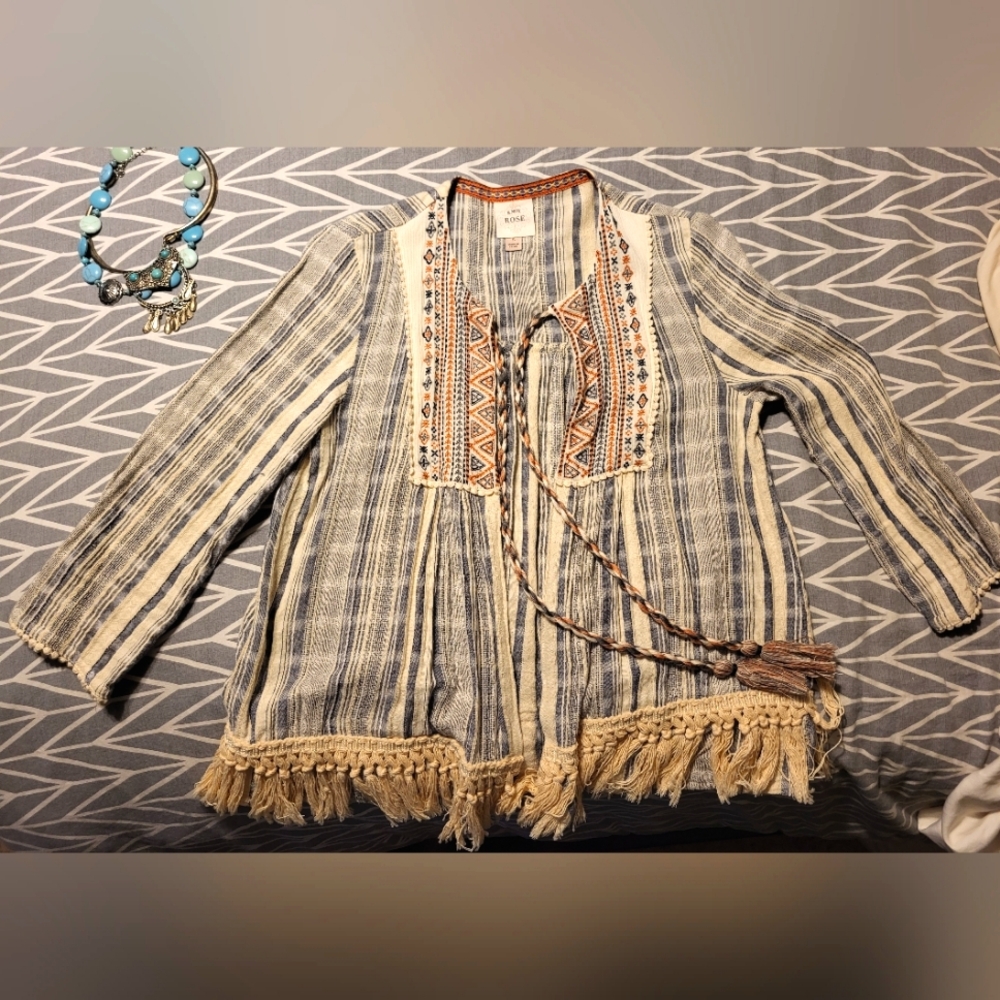 Knox Rose hippie boho western cowgirl fringe bolero top